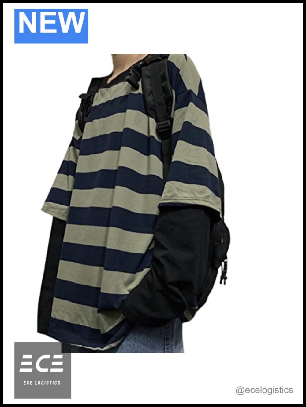 Harajuku Oversized Striped Long Sleeve Crew Neck Streetwear Pullover